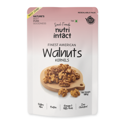 Finest American Walnut Kernel Halves | Crunchy, Nutty & Rich in Omega-3, Protein & Fibre | 100g Pack
