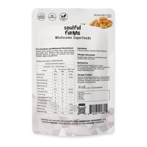Nature’s Finest Premium Roasted and Salted Cashews from Soulful Farms — Nature's Best, Preserved Just for You. Relish Everyday Soulfoods at www.nutriintact.com